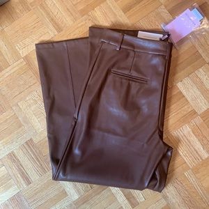 Anthropologie - faux leather pants in cedar